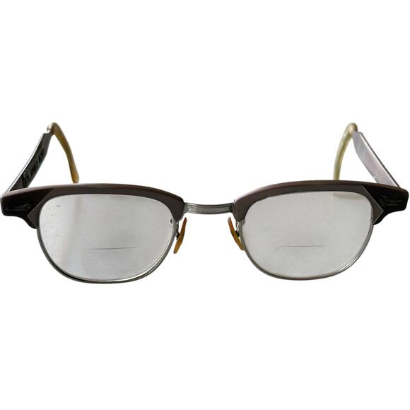 Vintage Art Craft Browline Glasses Aluminum Two Tone 60s Bifocal Lenses - Picture 10 of 13